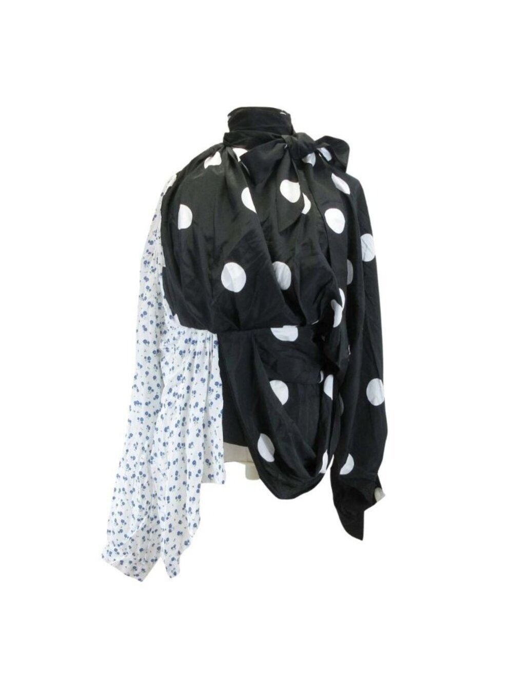 Balenciaga Draped Silk Top Shape Softening All Over Print Blouse Pullover Shirt